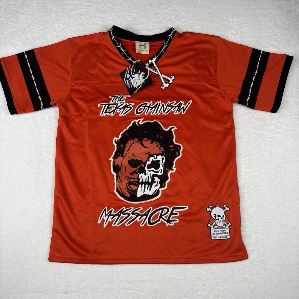 Brand X Texas Chainsaw Massacre Leatherface Football Jersey Shirt Horror Movie L